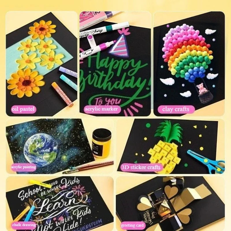 Papel de cartón negro grueso de 180/230/300gsm, papel A4/A5, 20-100 Uds., papel para bocetos de dibujo a mano