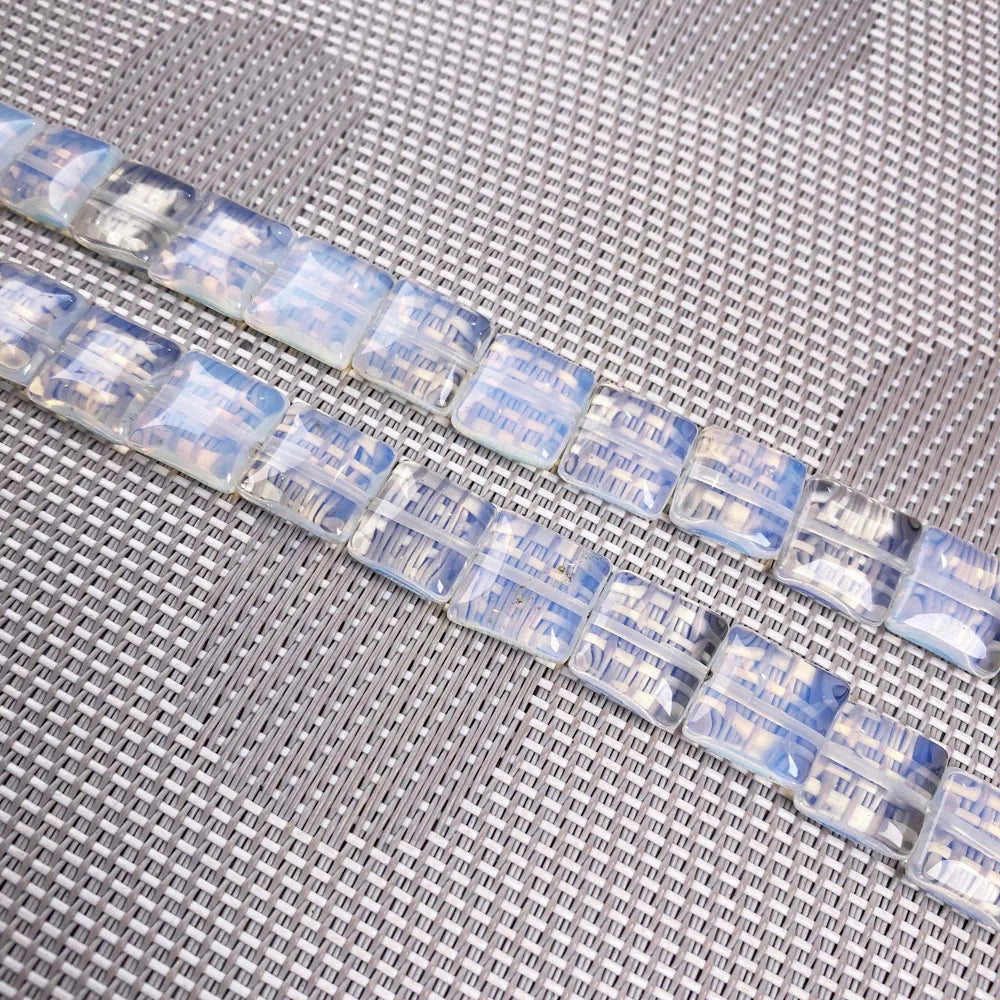 Mostacillas de piedra Natural con forma cuadrada,  para fabricación de joyería. Longitud: 20 cm