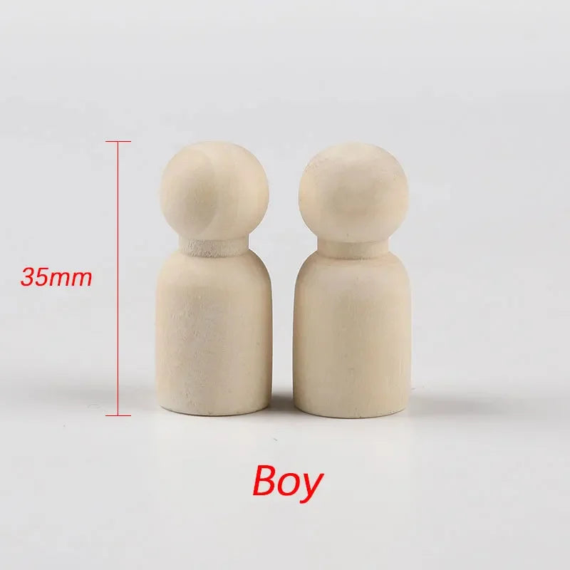 10 Uds. de muñecas de madera natural sin terminar, cuerpos para pintar