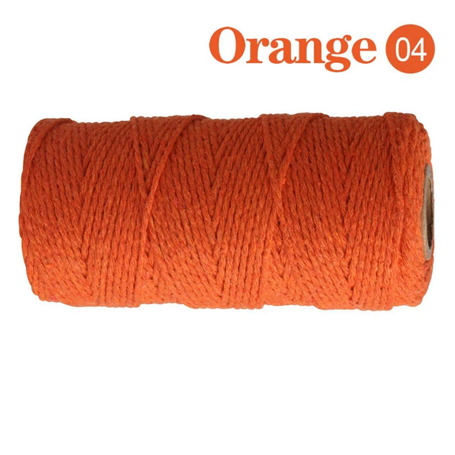 Cuerda de Algodón Puro para Macramé, de 2mm y 100M, 20 Colores