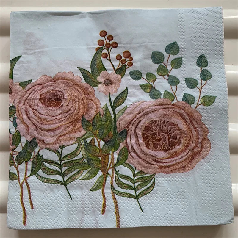 Decoupage-Servilletas de papel de flores, mariposas, 20 unidades