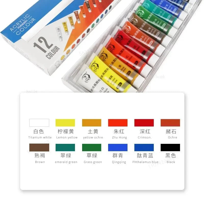 Juego de pinturas acrílicas profesionales de 12/24 colores, de 15ML