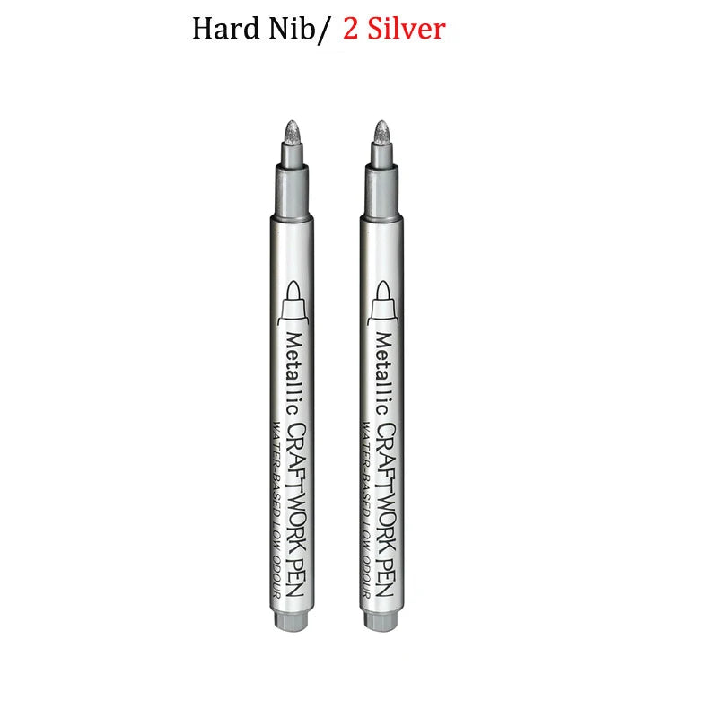 Bolígrafos de pintura acrílica permanente plateada/dorada, para pintura en variadas superficies, de punta suave/dura de 1-5MM