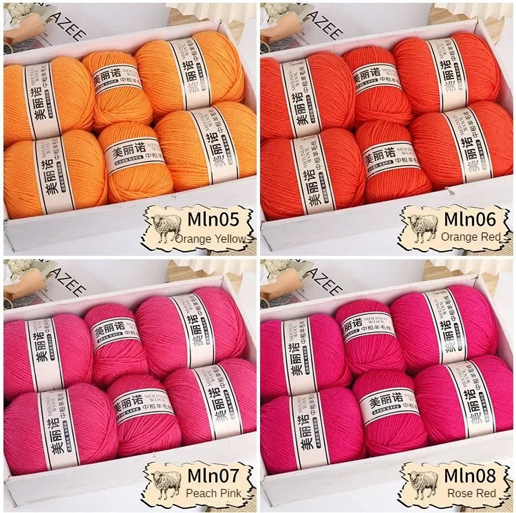 500 g/set de lana merina de 4 capas para tejer a mano