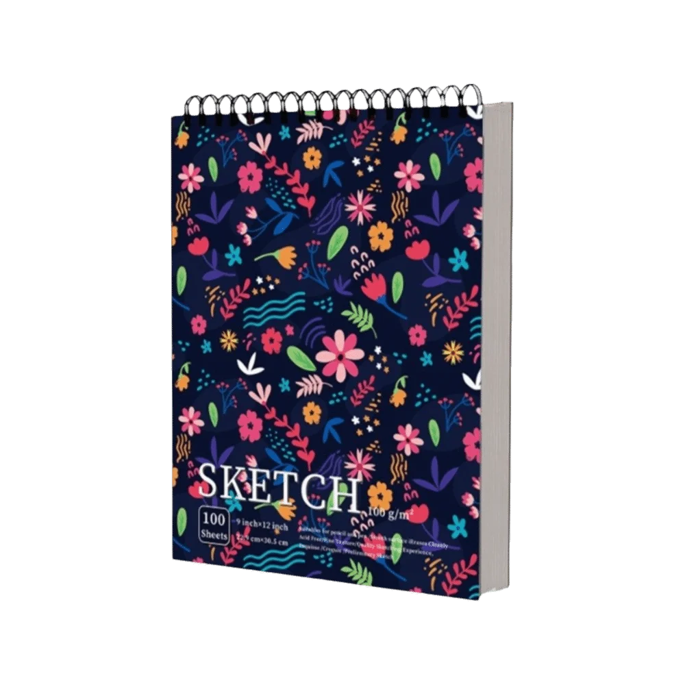 Cuaderno de bocetos en espiral de 100 hojas, portátil, con páginas perforadas, papel sin ácido