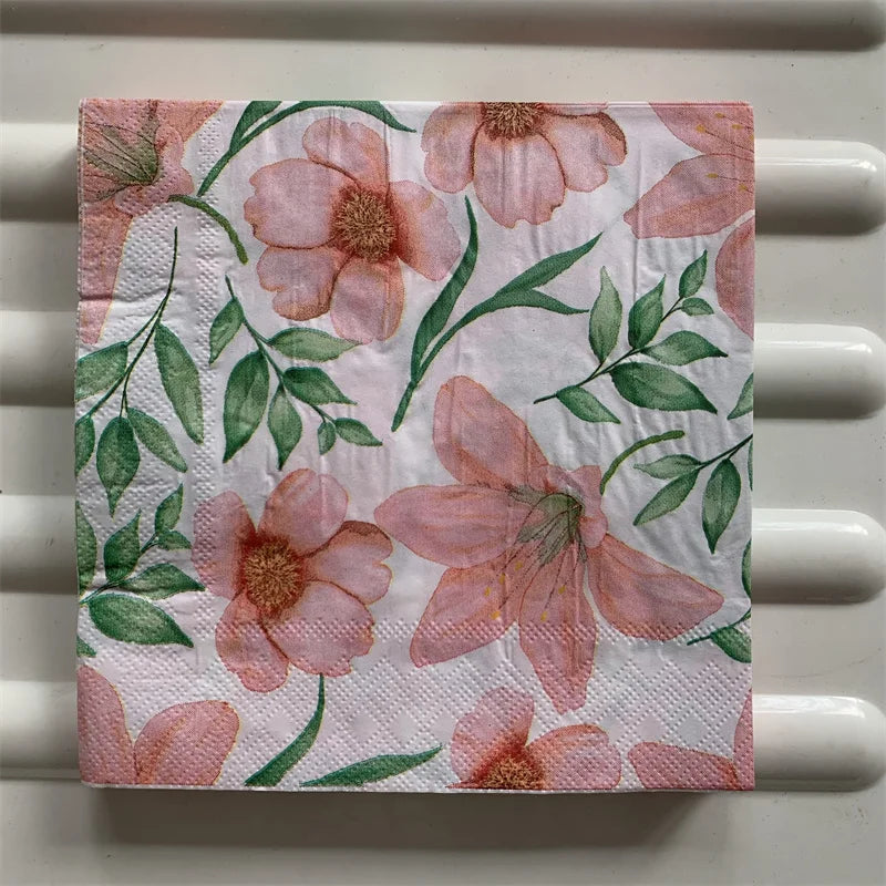 Decoupage-Servilletas de papel de flores, mariposas, 20 unidades