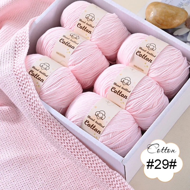 6 bolas de hilo de algodón puro de 300 g, hilo suave multicolor