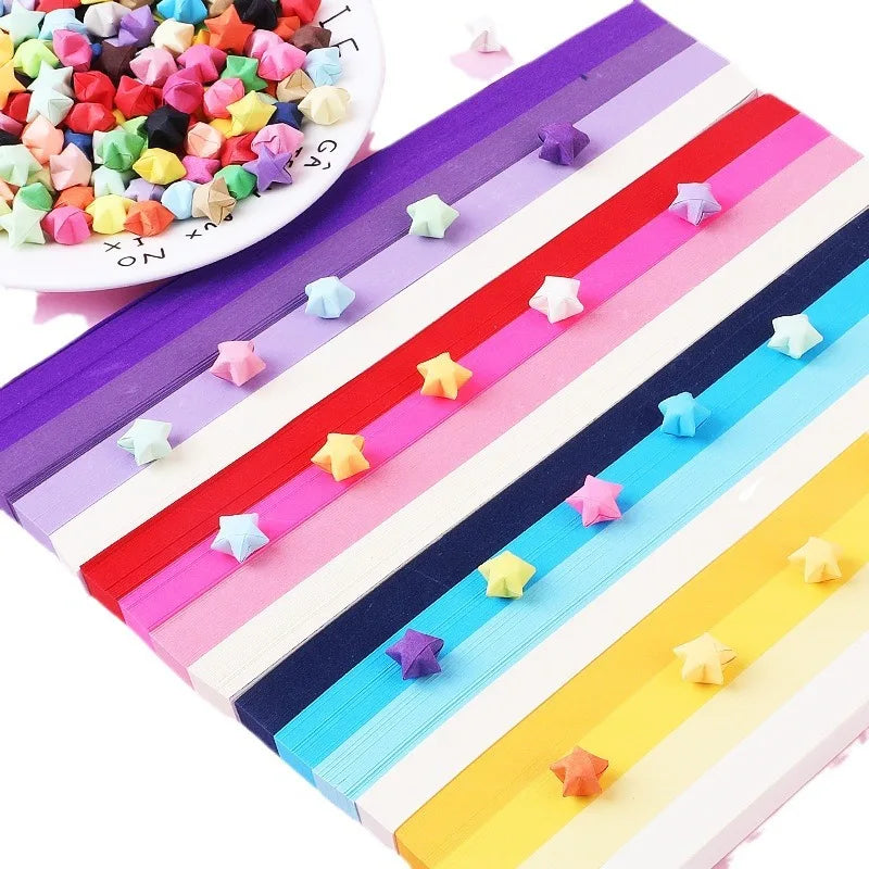 Surtido de papel de Origami de estrella de 540 hojas, estrella colorida de doble cara, manualidades plegables