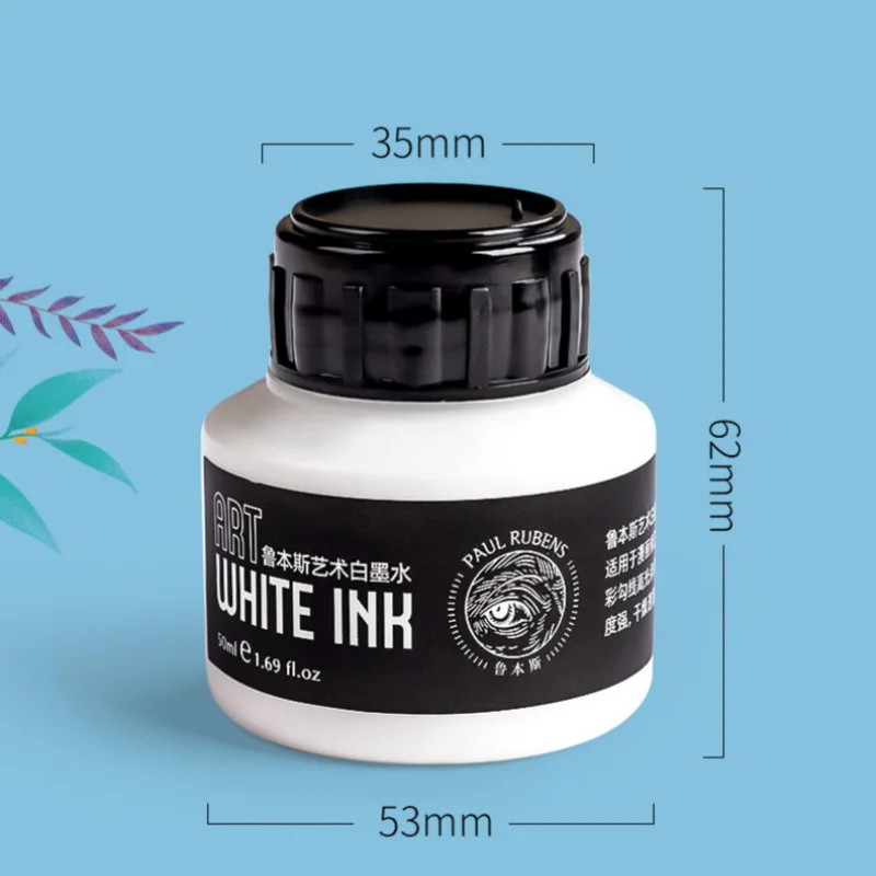 Tinta Blanca para Dibujo Paul Rubens Cartoonist de 50 ml para Pintura Artística con Pincel o Plumilla, Tinta Blanca Altamente Opaca para Resaltos y Correcciones