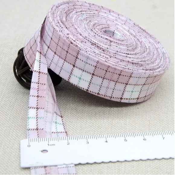 Sesgo, cinta al bies 100% de algodón, 20mm de ancho, 3/4 ",  con pliegue planchado, 5 mts