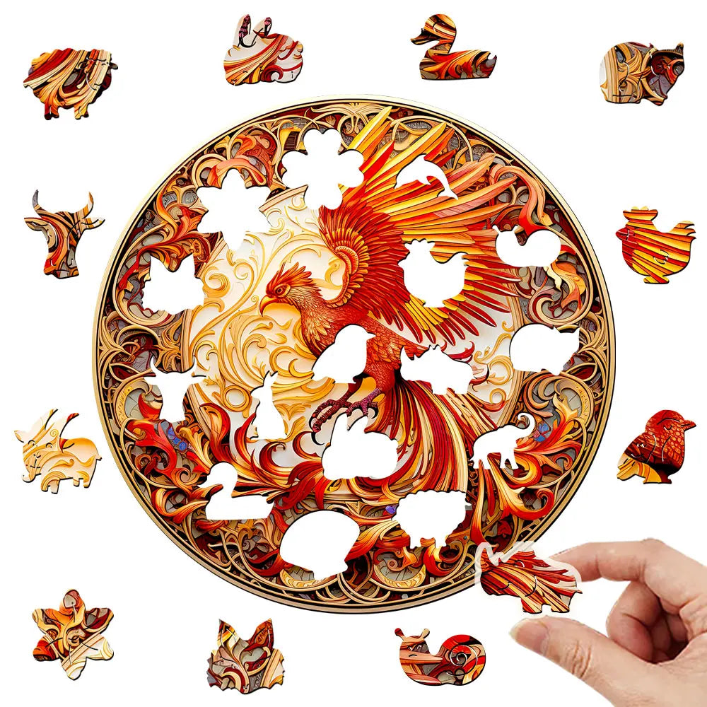 Rompecabezas de madera Fénix Rojo, de forma irregular