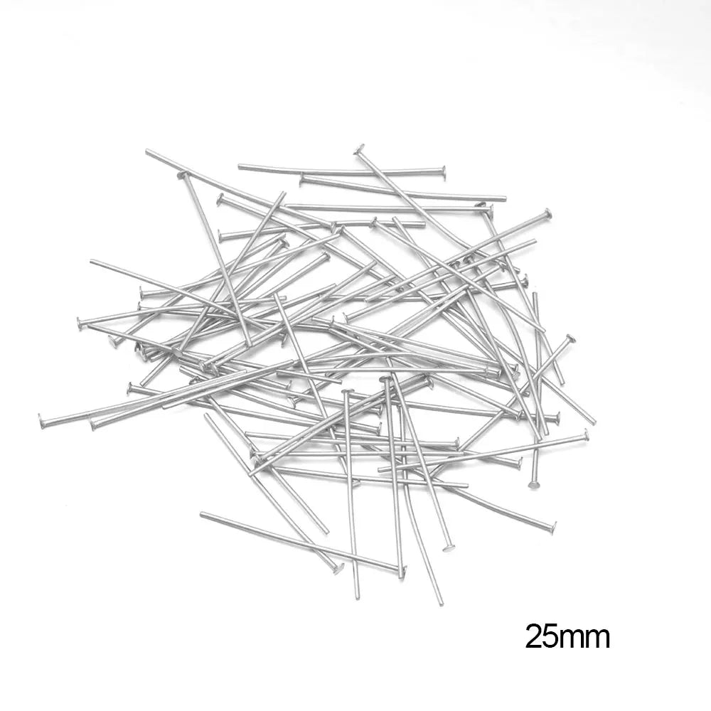 100/50 Uds. Cabezas de acero inoxidable, de cabeza plana, de bola de Color dorado para accesorios de joyería