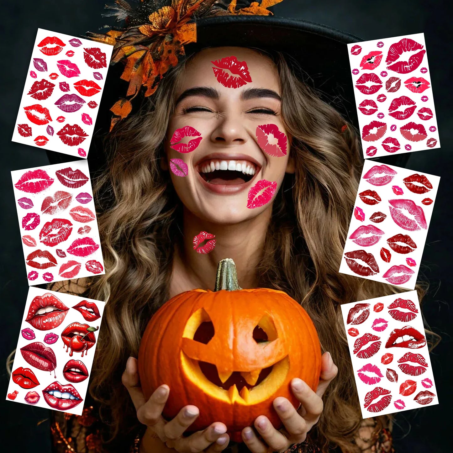6 Hojas de Tatuajes Temporales para Halloween, Duraderos e Impermeables para Hombres y Mujeres
