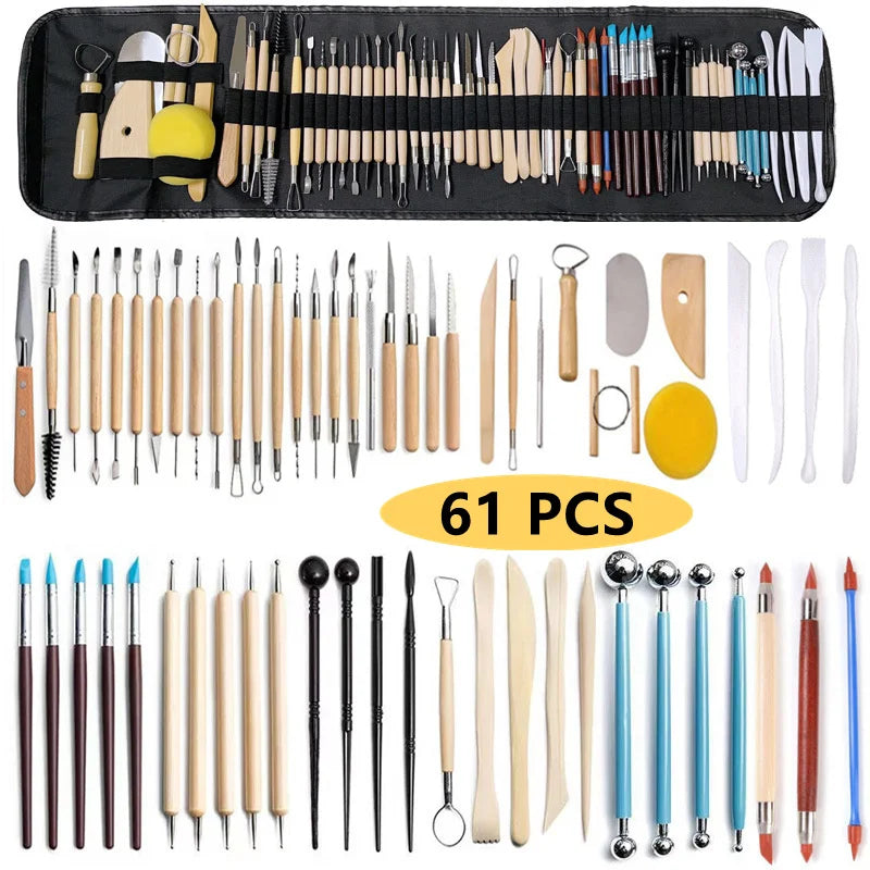 Kit de Herramientas para Esculpir Arcilla y Cerámica, 8-61 Piezas