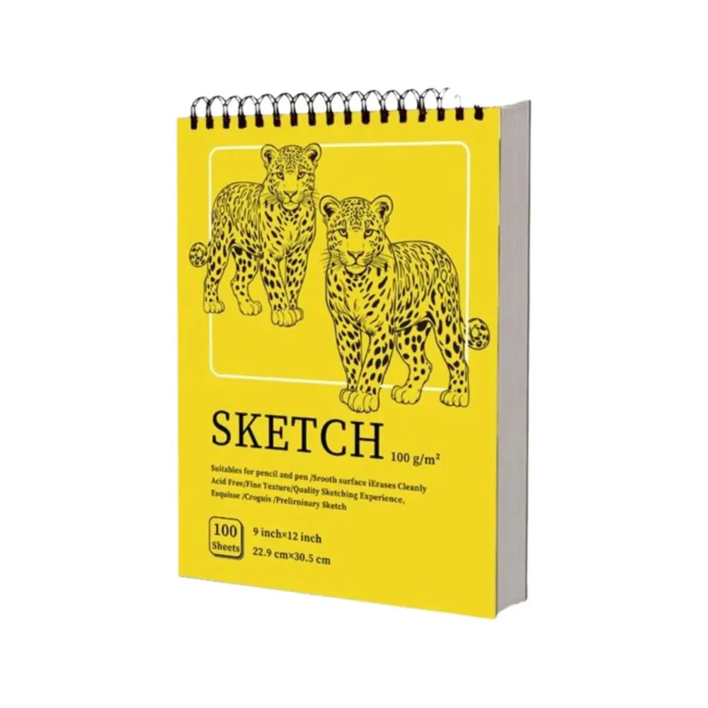Cuaderno de bocetos en espiral de 100 hojas, portátil, con páginas perforadas, papel sin ácido