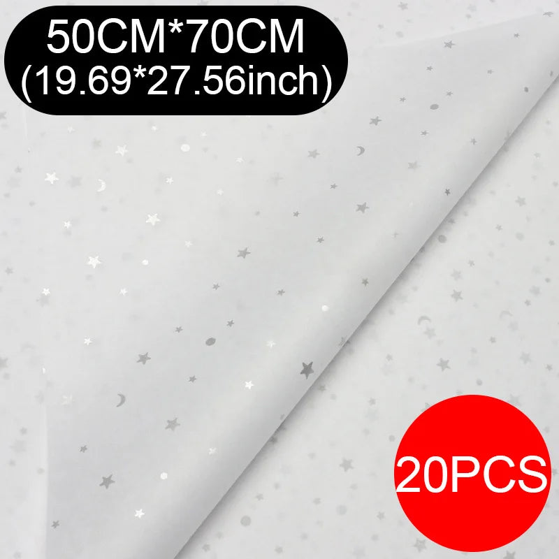 20 unids/lote 50x70cm, oro negro blanco Multicolor papel tisú para envolver regalos