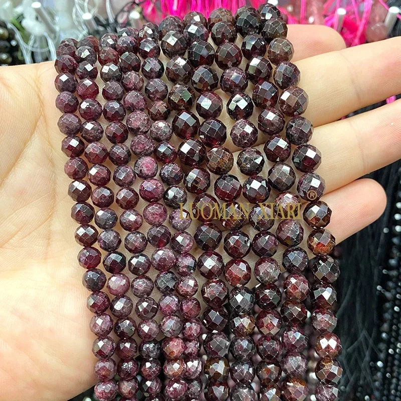 Piedra Natural redonda facetada AAA, mostacillas espaciadoras sueltas para fabricación de joyería