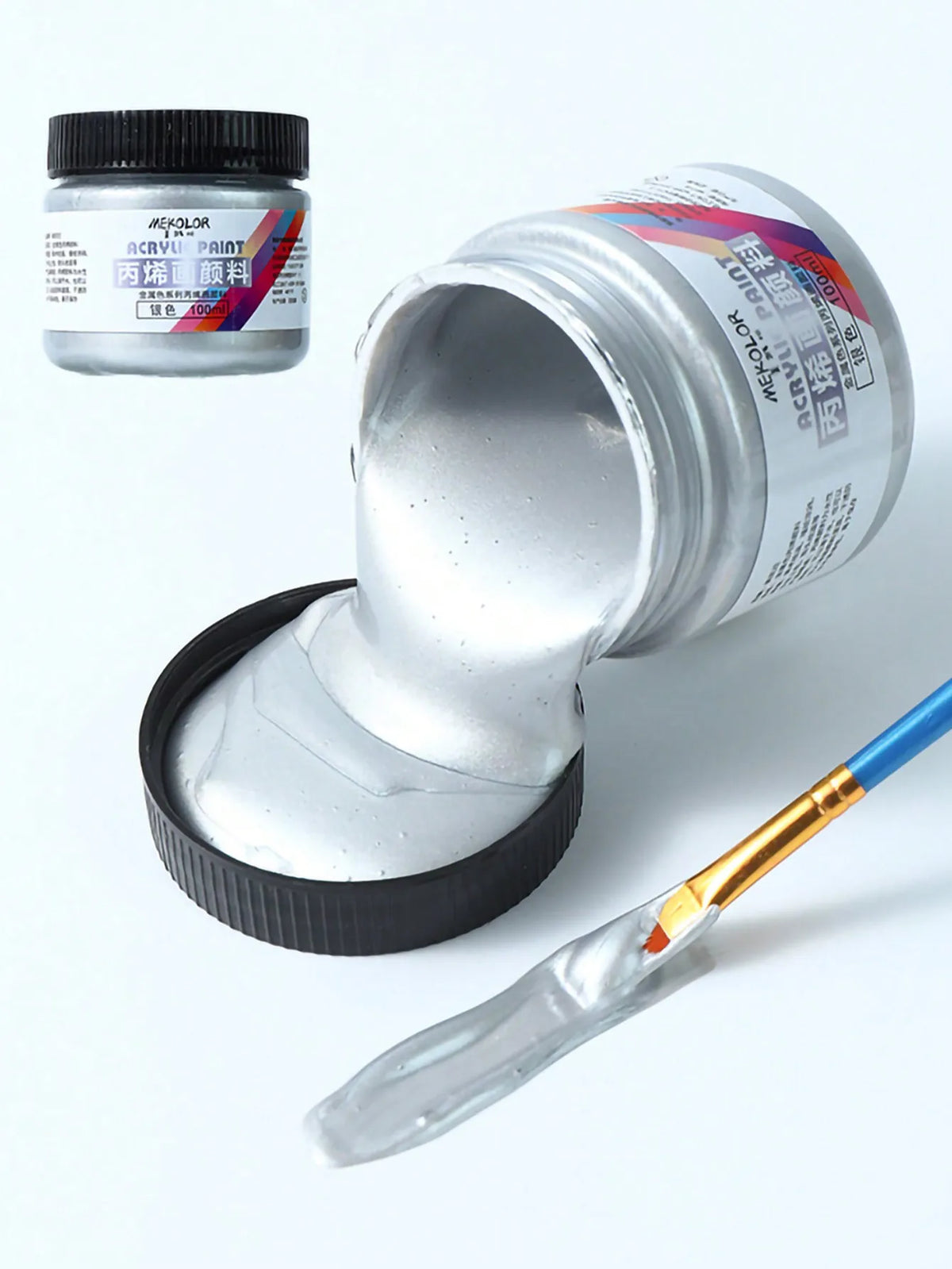 1 unidad de pintura acrílica de 100ml, en colores metalizados (oro, plata, cobre)