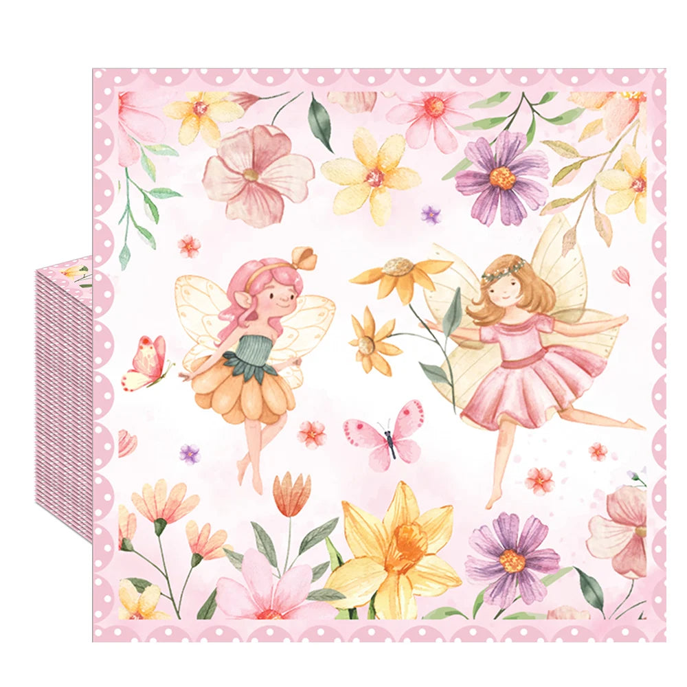 Servilletas de papel con imágenes de setas, de hadas del bosque encantado, 20/40/60/80/100 Uds. para decoupage y decoración