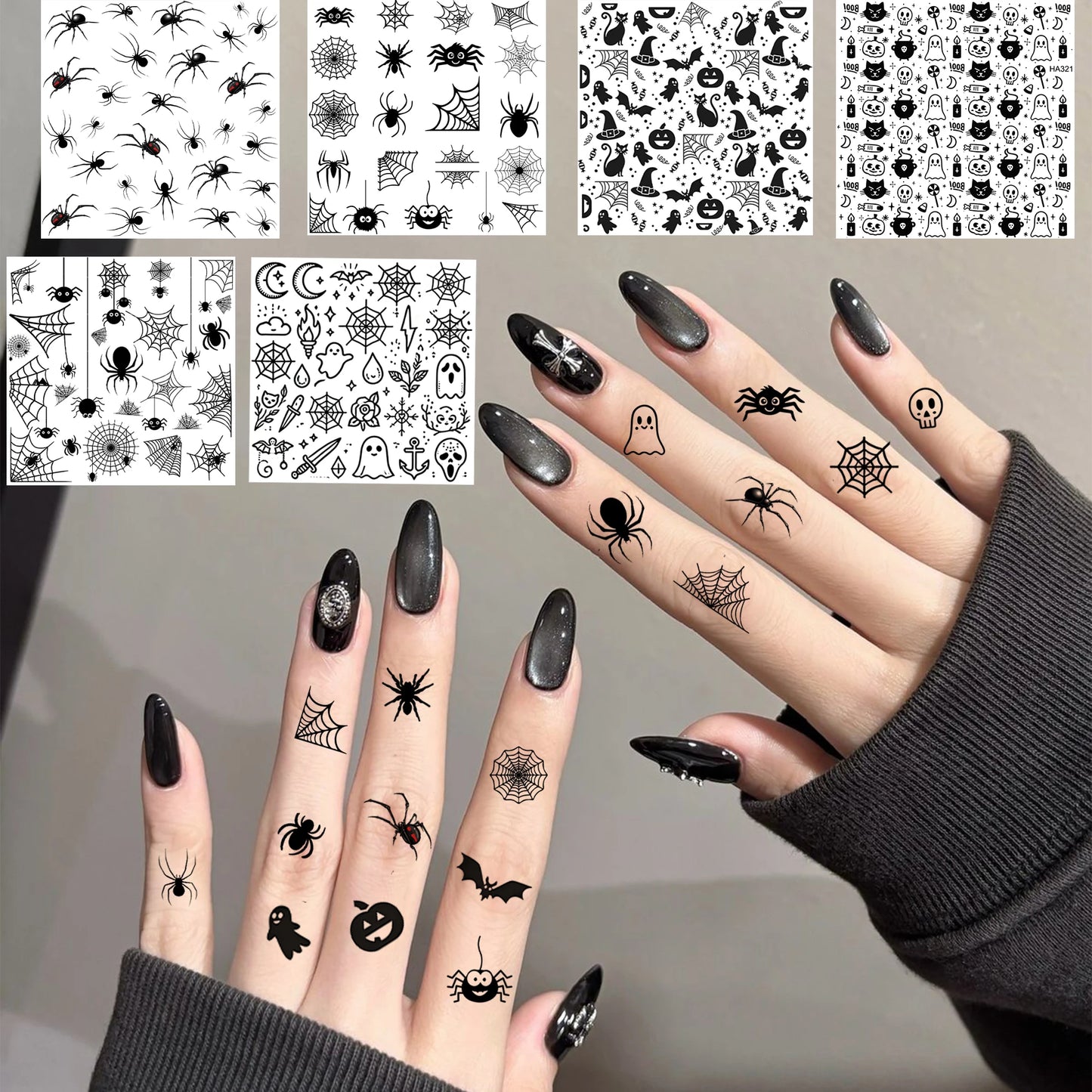 6 Hojas de Tatuajes Temporales para Halloween, Duraderos e Impermeables para Hombres y Mujeres