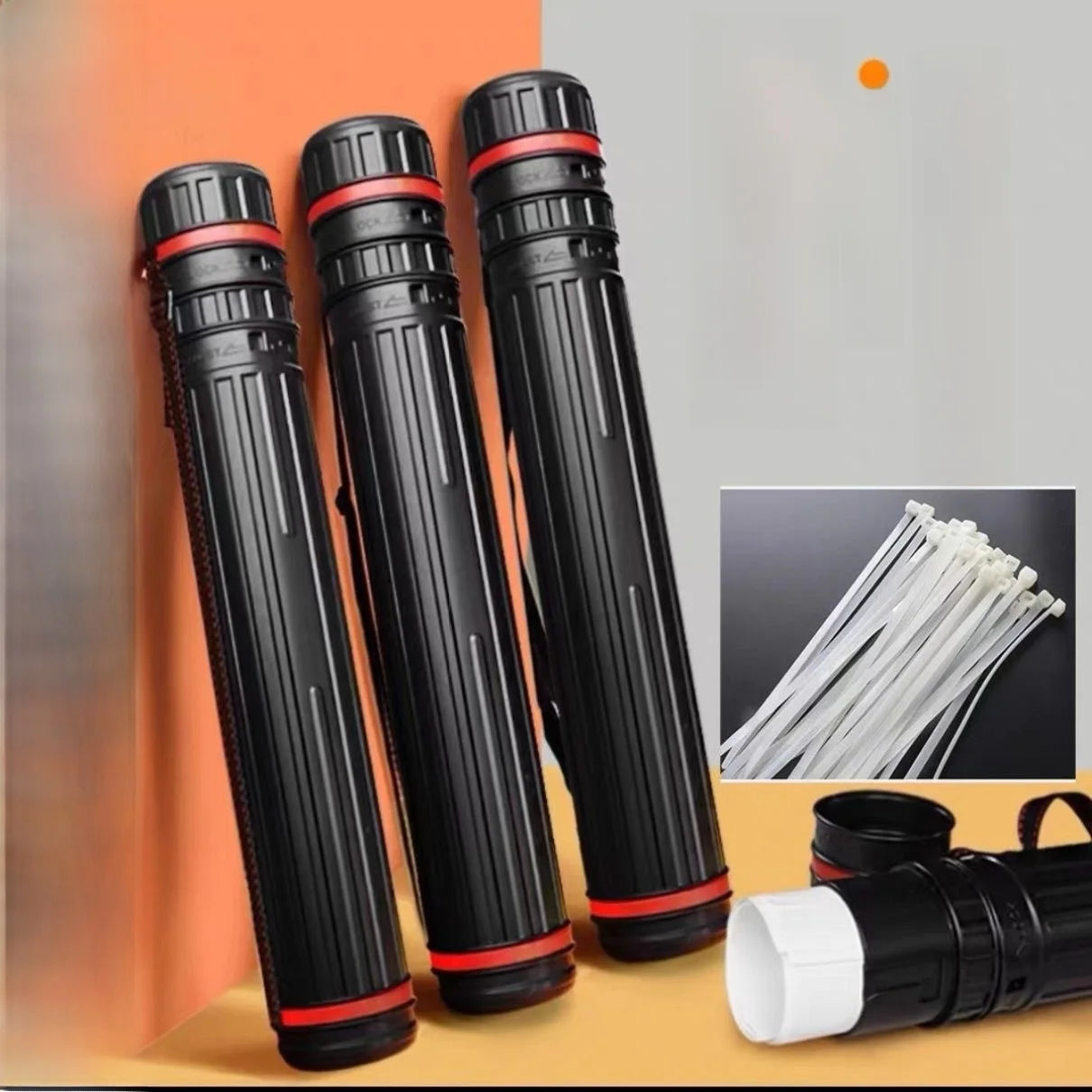 Tubo de almacenamiento de Arte de plástico, cilindro extensible, ajustable con correas para los hombros,1 Uds.