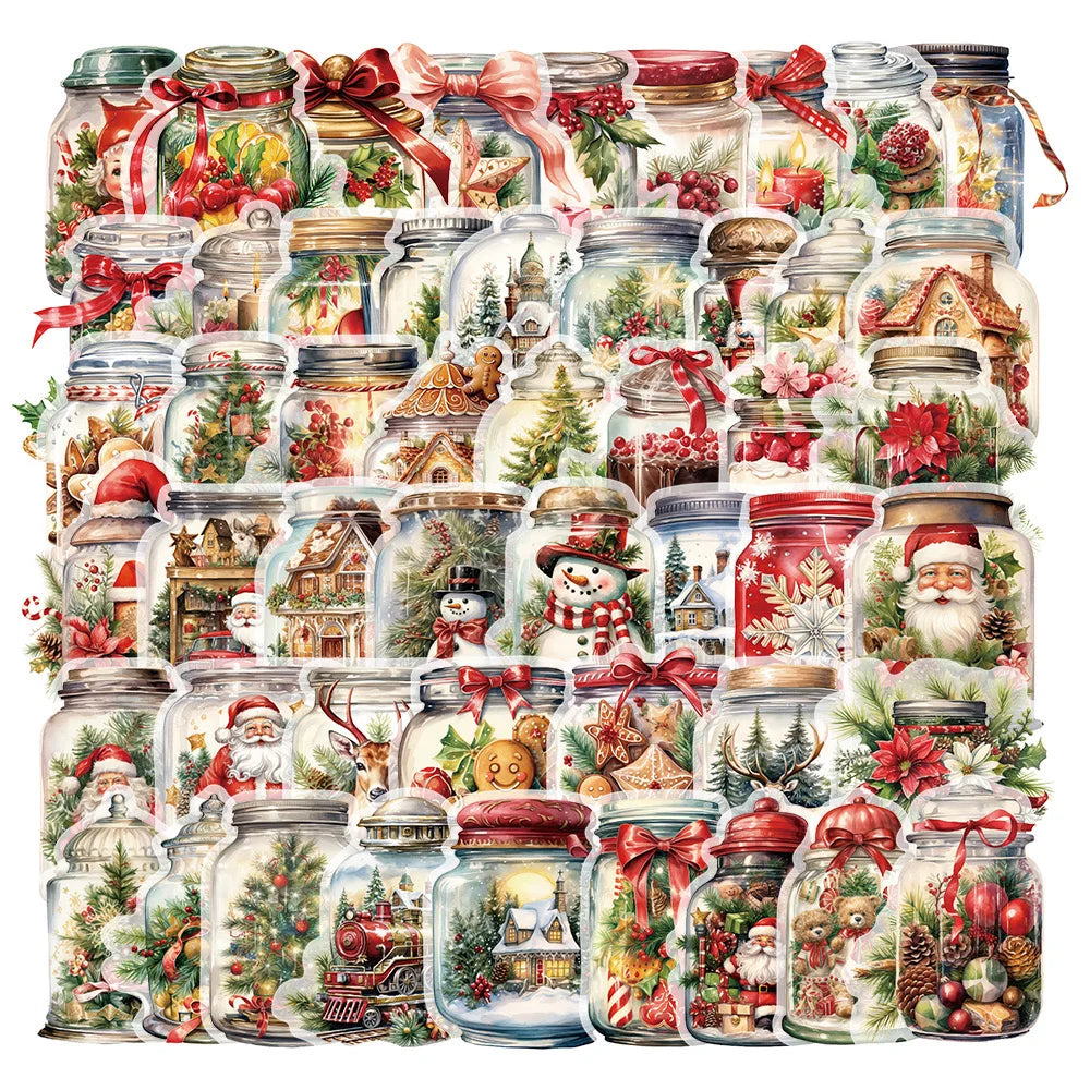 Stickers- calcomanías decorativas para botella y otros, de Navidad y Año Nuevo, 10/50 piezas