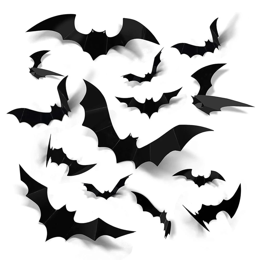 Decoraciones de murciélagos de Halloween de Pvc 3D para pegar en la pared