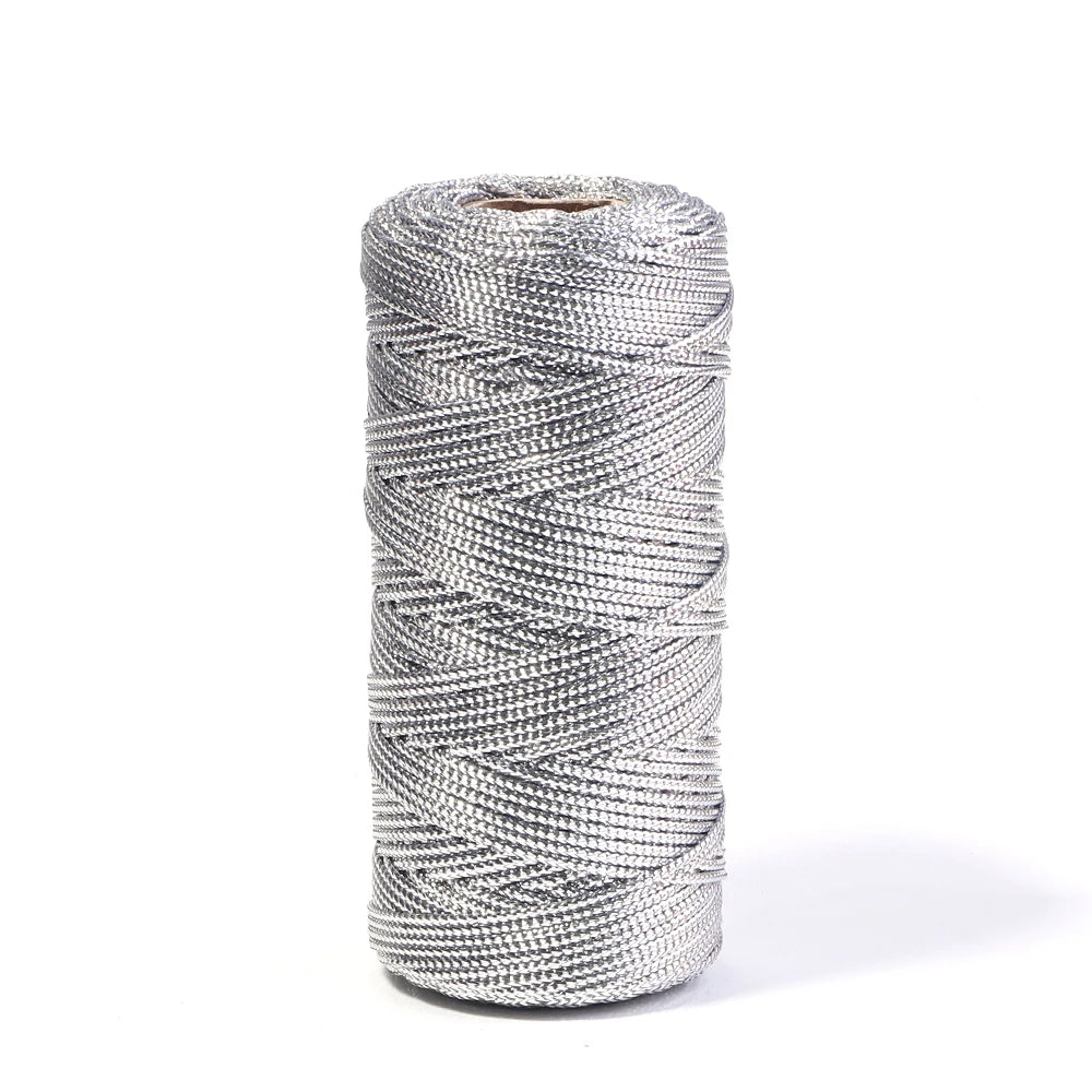 Cuerda de 1,5mm y 100m, cordón dorado y plateado para embalaje de regalo, cordón para macramé