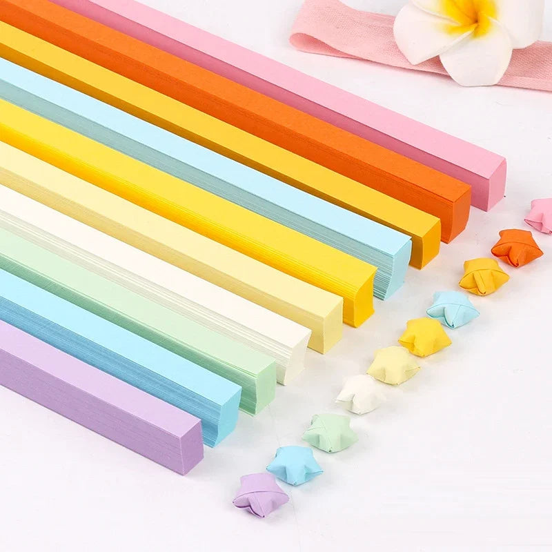 Surtido de papel de Origami de estrella de 540 hojas, estrella colorida de doble cara, manualidades plegables