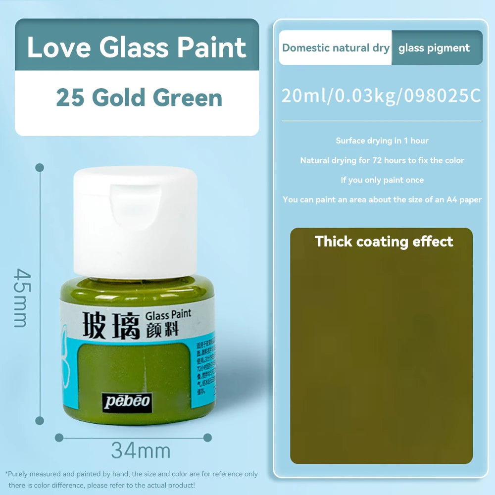 Pinturas acrílicas, pigmentos de vidrio impermeables de ricos colores, tubo para suministros de pintura, 20ml
