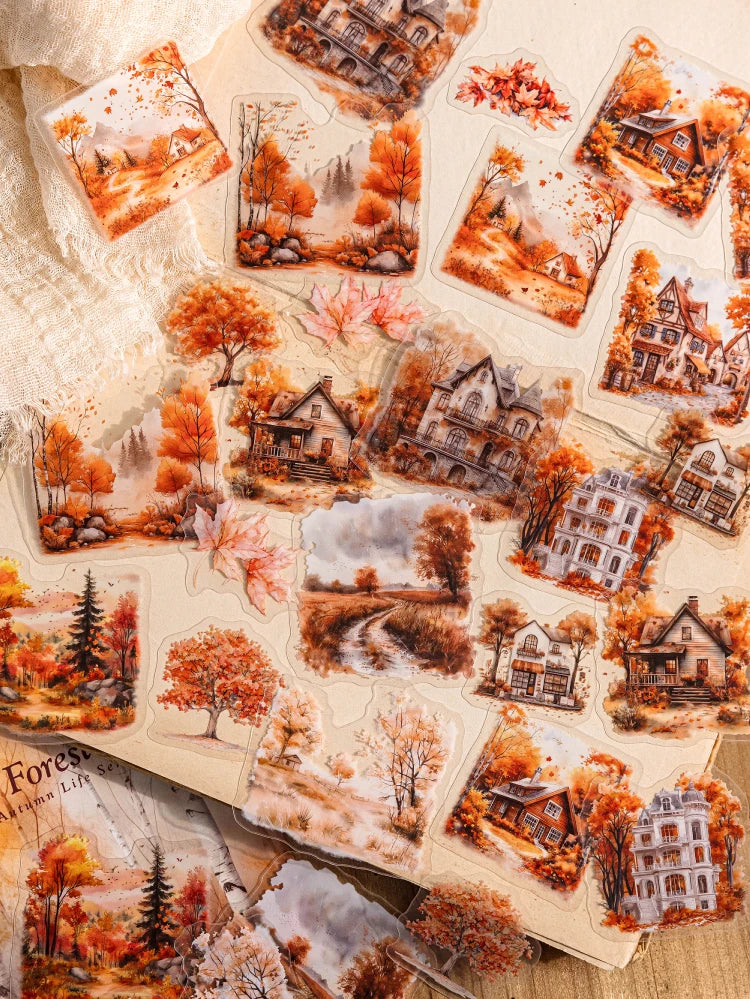 30 hojas de pegatinas de vida otoñal, Material decorativo creativo