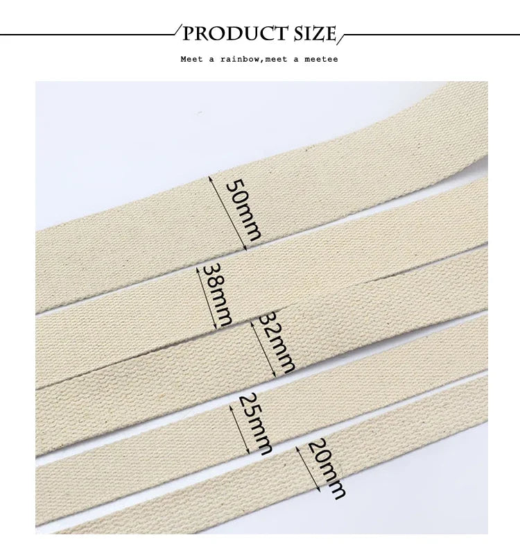 Huinchas de algodón de lona beige de 10 metros, 15-38mm