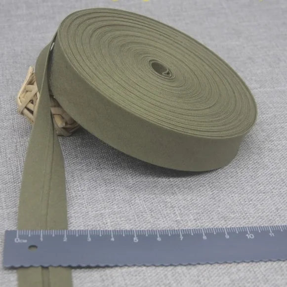 Sesgo, cinta al bies 100% de algodón, 20mm de ancho, 3/4 ",  con pliegue planchado, 5 mts