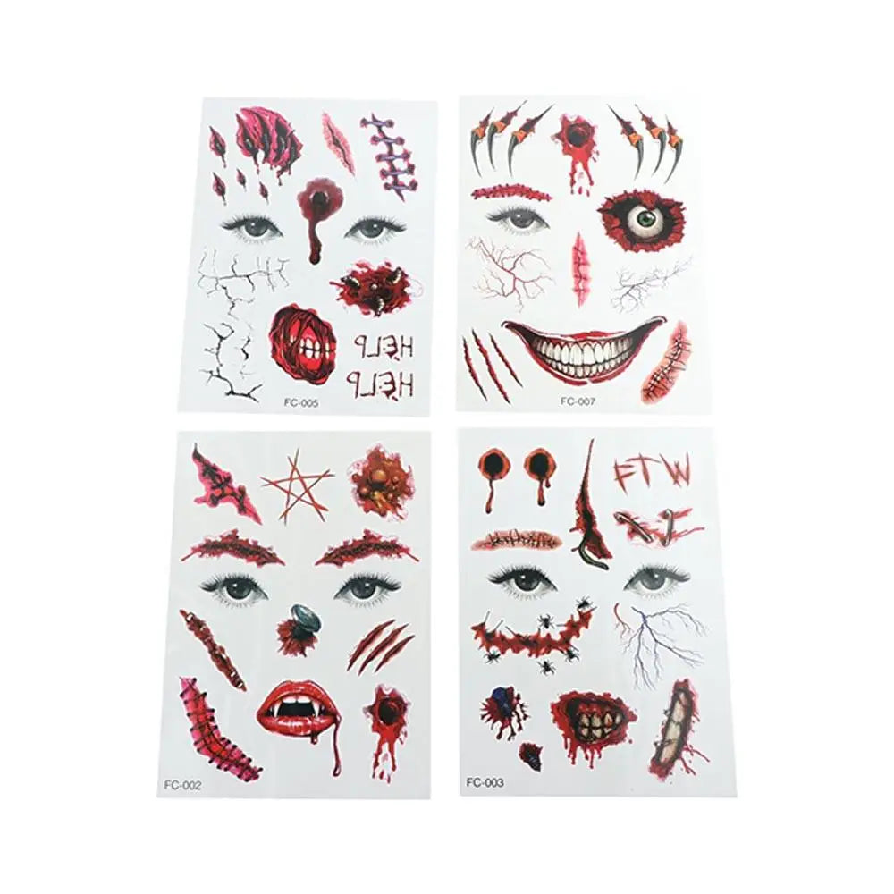Stickers de tatuajes de terror impermeables para Halloween