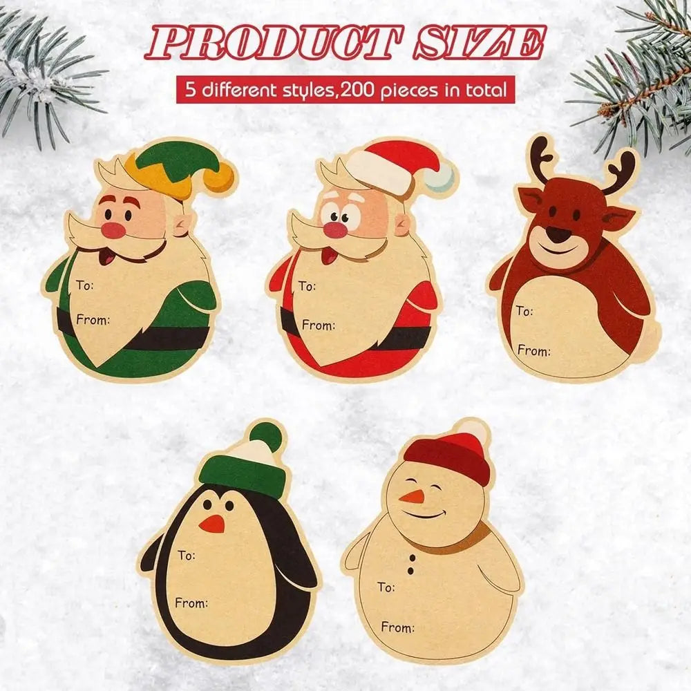 Etiquetas adhesivas para celebración de Navidad, etiquetas de nombre de regalo 200 unid.