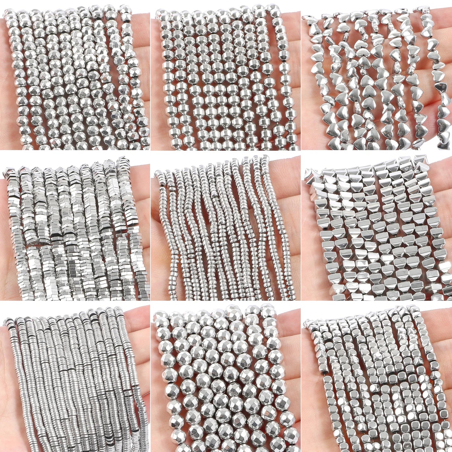 Mostacillas de hematita de rodio diversas formas para fabricación de joyas