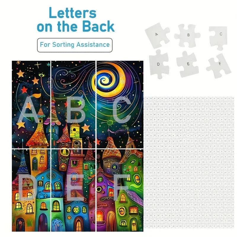 Rompecabezas de cartón con vista de ciudad para adultos, 300/500/520/1000/1314 piezas