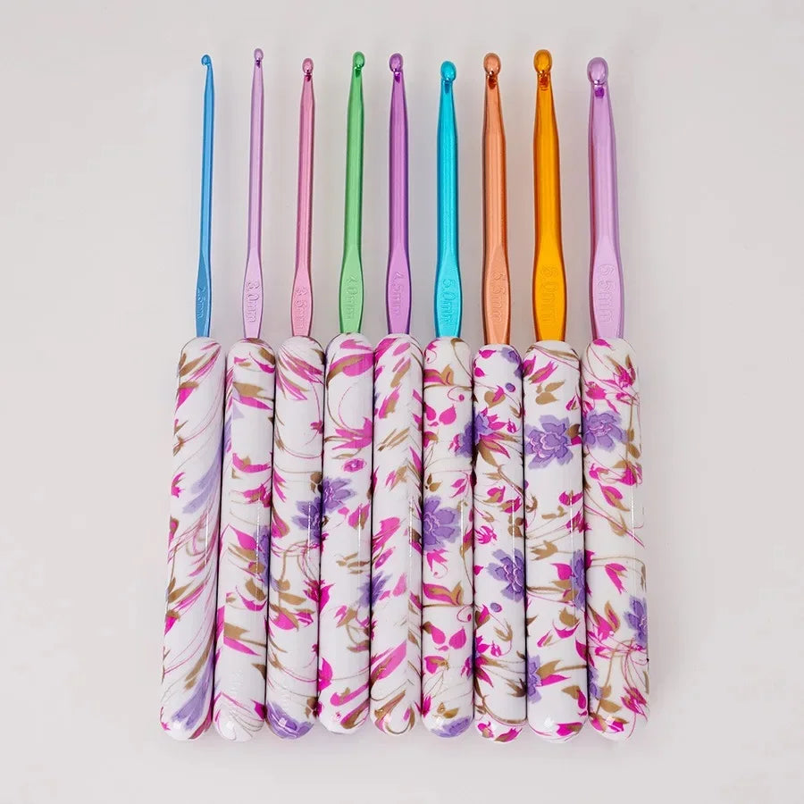 Juego de variados colores y estilos de crochet para tejer, de aluminio, con mango ergonómico
