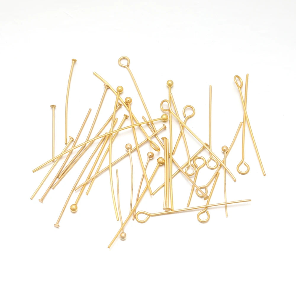 100/50 Uds. Cabezas de acero inoxidable, de cabeza plana, de bola de Color dorado para accesorios de joyería