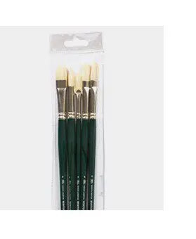 Juego de Pinceles para Óleo Winsor & Newton - Pinceles Planos y en Forma de Abanico, de Cerda de Cerdo