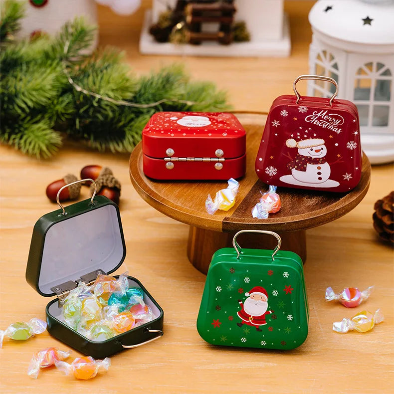 Caja de lata navideña, estilo bolso, Mini monedero, suministros de decoración navideña