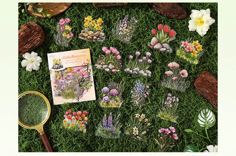 40/240 Uds. Stickers creativos vibrantes de plantas y flores