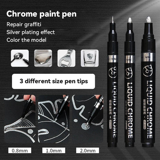 Bolígrafos de pintura espejo, tinta plateada, dorada y otros, punta de escritura de 1/2mm para modelo de Metal, madera, plástico y piedra, 1/6 Uds.