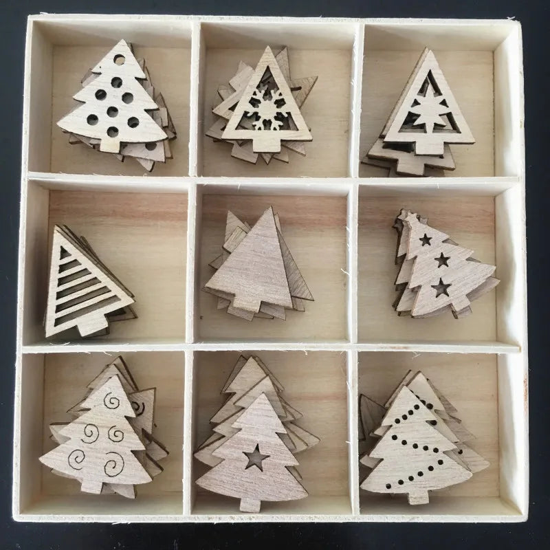 Colgantes de madera para pintar, decoración de árbol de Navidad, adornos artesanales, 50 piezas