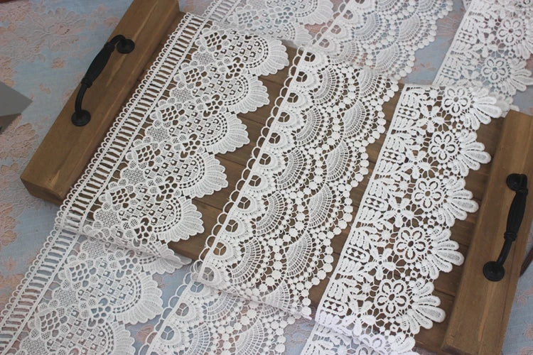 Cintas de encaje bordado de algodón blanco, 2 yardas (1,80 mts a aprox.)