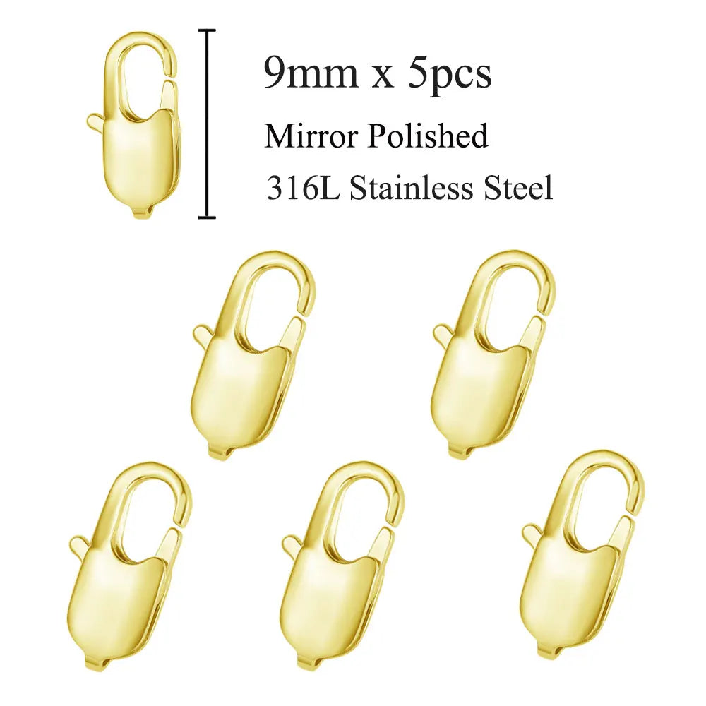 5 unids/lote de cierre de langosta rectangular de acero inoxidable de joyería para hacer collares y pulseras