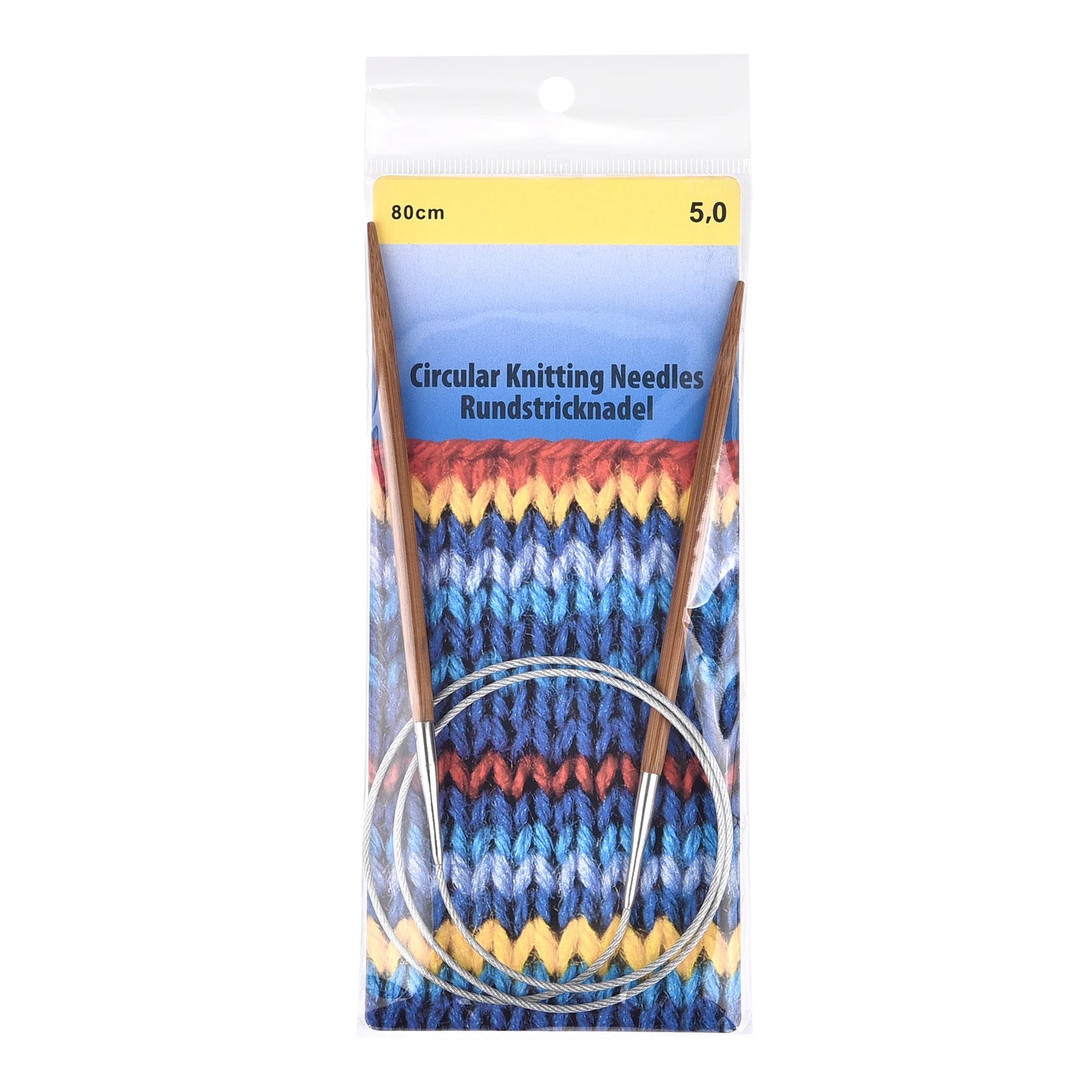 Palillos de tejer de bambú de 3-10mm, agujas circulares con aro de tubo de acero inoxidable para tejer a mano
