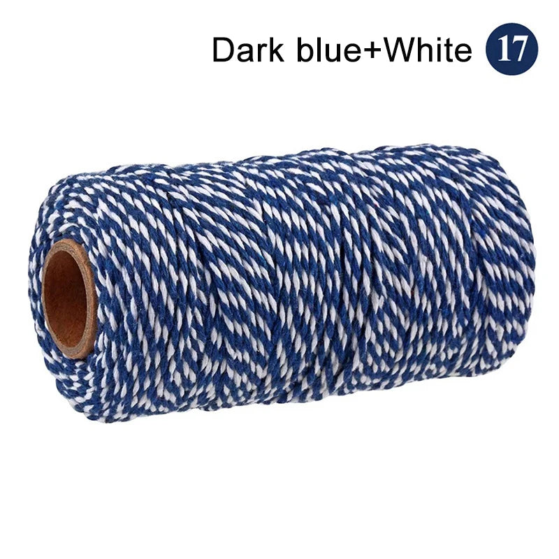 Cuerda de macramé de algodón para manualidades, cordón colorido de 100M y 2mm