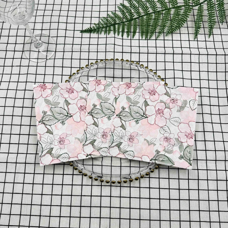 Servilleta desechable con estampado de flores rosas, decoupage, 2 capas, 10/20 piezas/Pac, 33x33cm