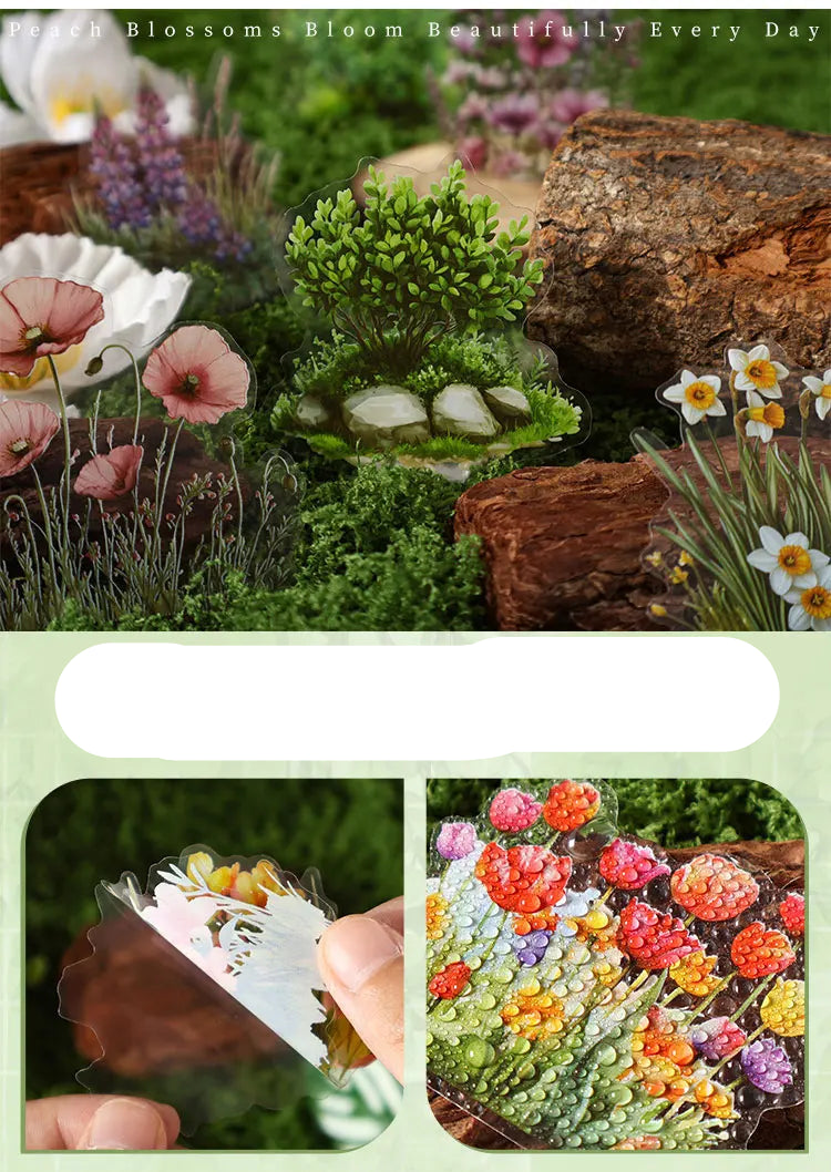 40/240 Uds. Stickers creativos vibrantes de plantas y flores